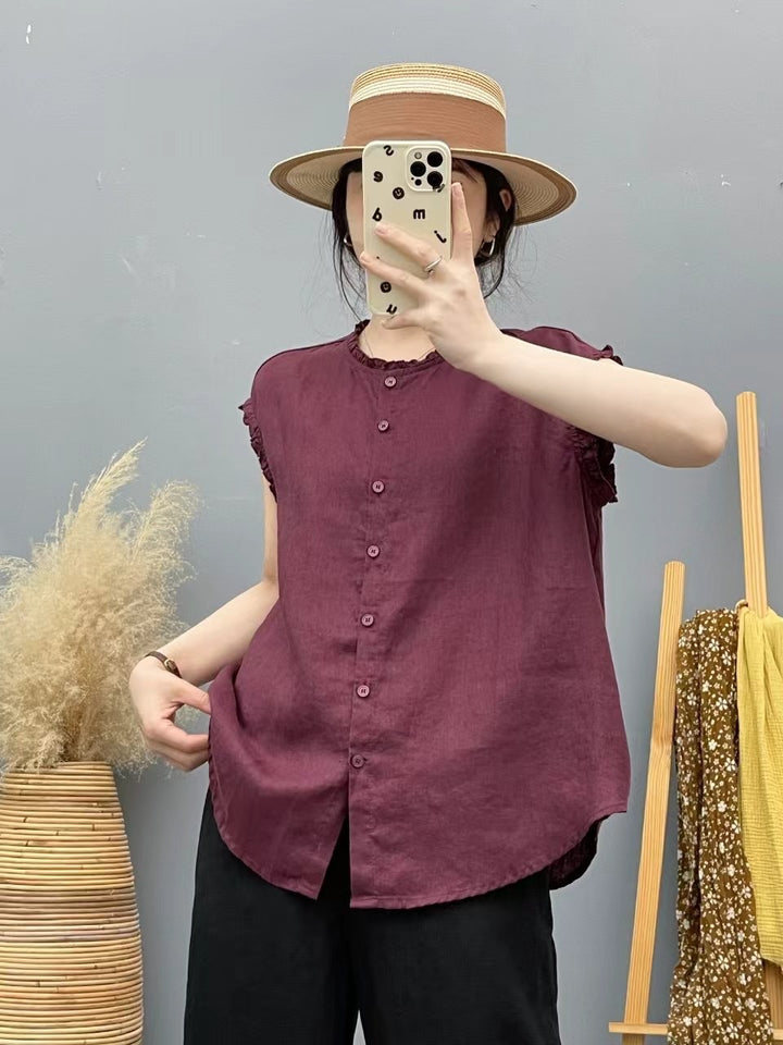 Femme Afslappet Siddebåndende Button-Down Skjorte Stilla