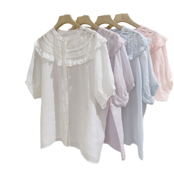 Femme Rynkekrave Let-knapbar Bluse Stilla