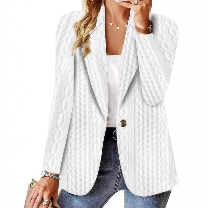 Dame elegant blazer med struktureret kabelstrikdesign Stilla