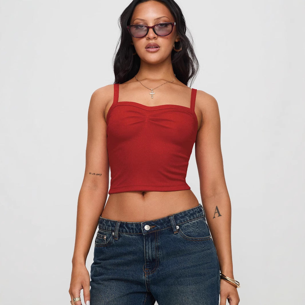 Dame Cropped Top med smalle stropper og elegant talje betoning Stiila