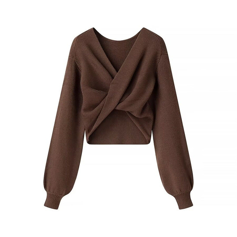 Femme Forkortet Strikket Pullover med Twist-Design Stilla