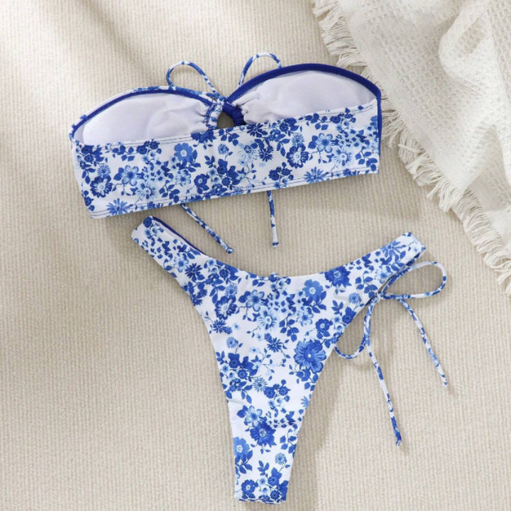 Dame Bandeau-Bikini Sæt med blomsterdesign Skovae
