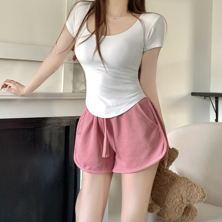 Femme Behagelig Scoop-Hals T-Shirt og Bløde Lounge-Shorts Sæt Stilla