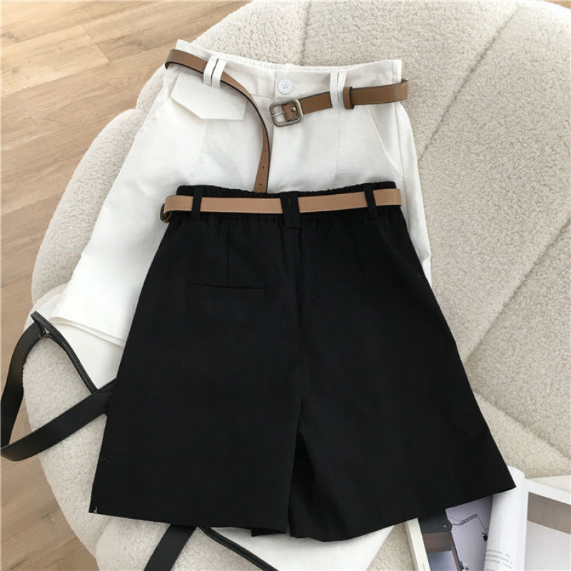 Dame Skræddersyet Casual Højtaljede Shorts med unikt Bælte-Design Stilla