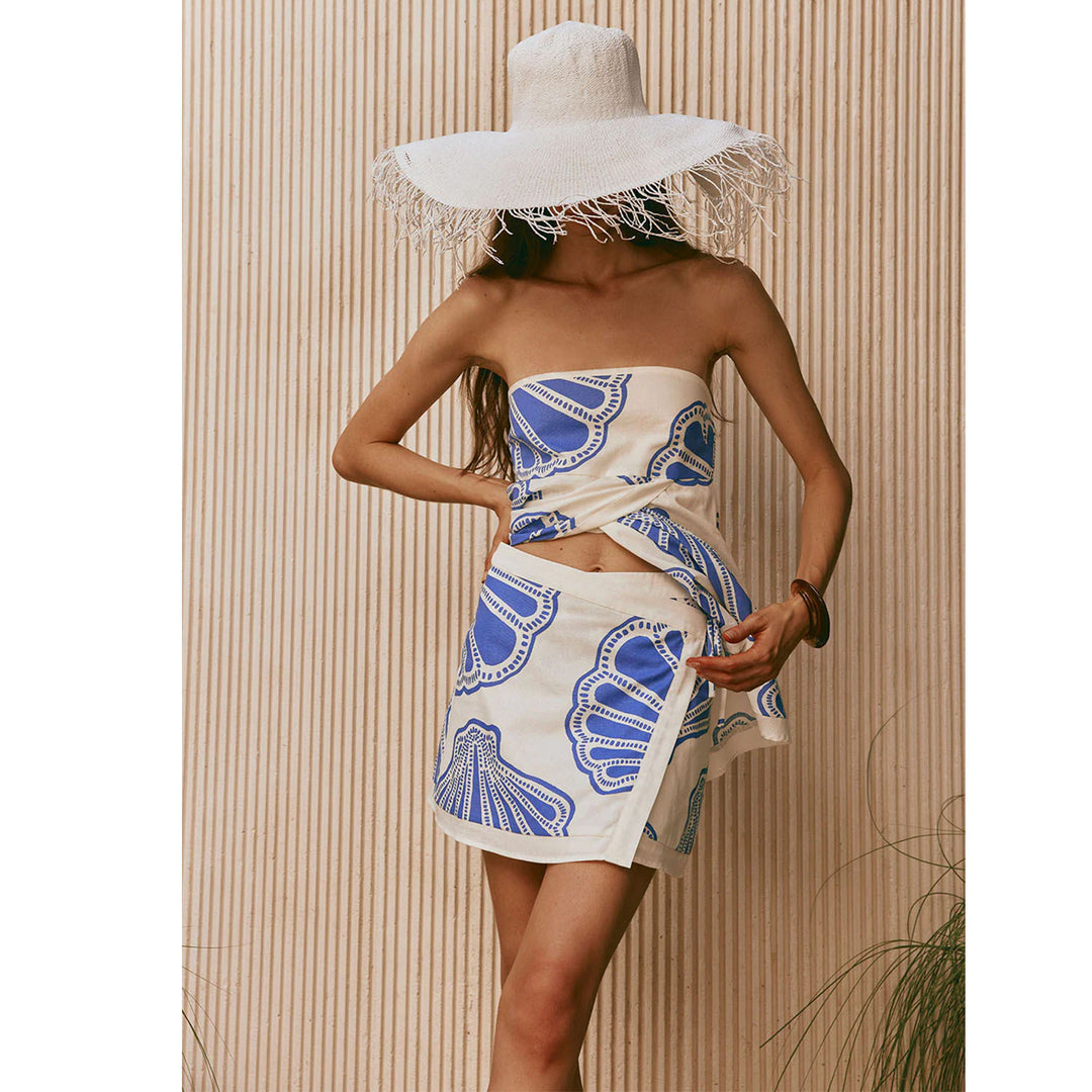 Ladies beach dress with maritime shell pattern Skovae