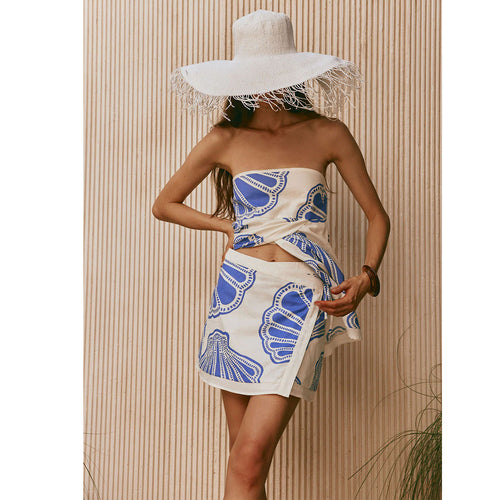 Ladies beach dress with maritime shell pattern Skovae