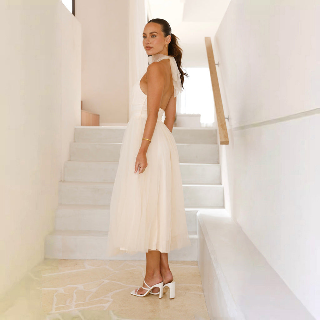 Ladies Elegant Cocktail Dress made of Tulle with High Neck Design Stilla