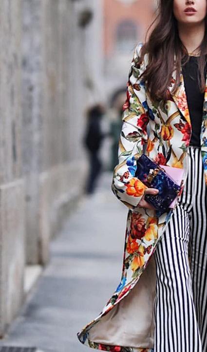 Dame Floral-Chic Langblazer Stilla