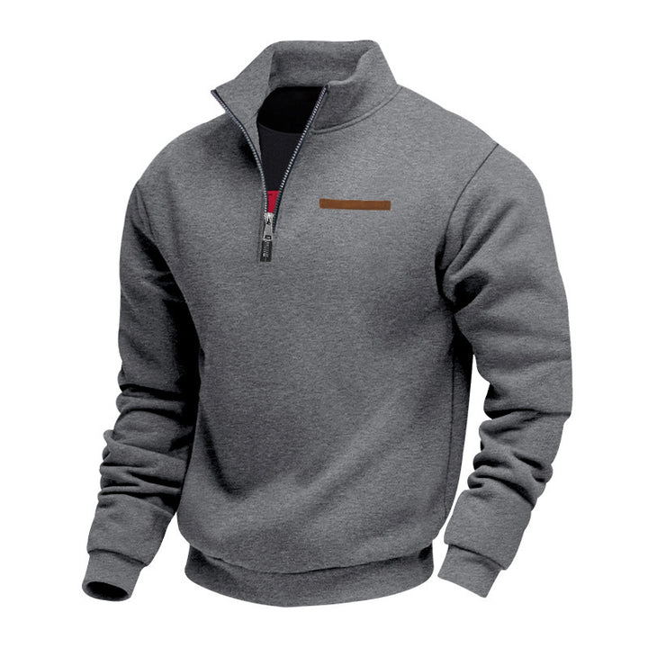 Herre sporty fleece-pullover med høj krave og praktisk lynlåspanel Stilla