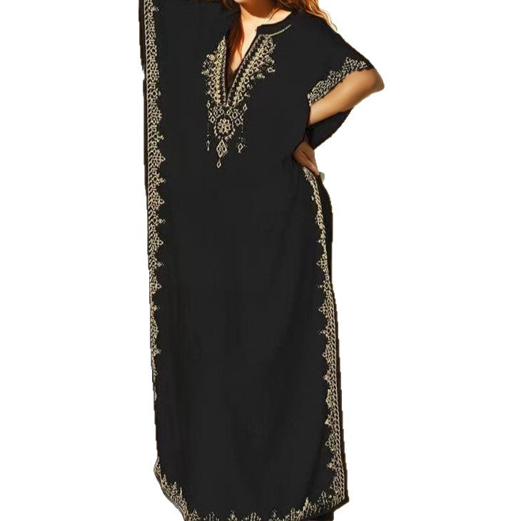 Dame Kaftan med detaljeret kant og V-udskæring Stilla