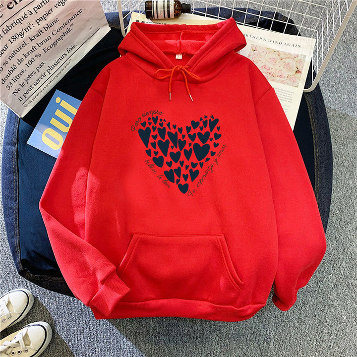 Kvinders hoodie med kreativ hjerte design Skovae