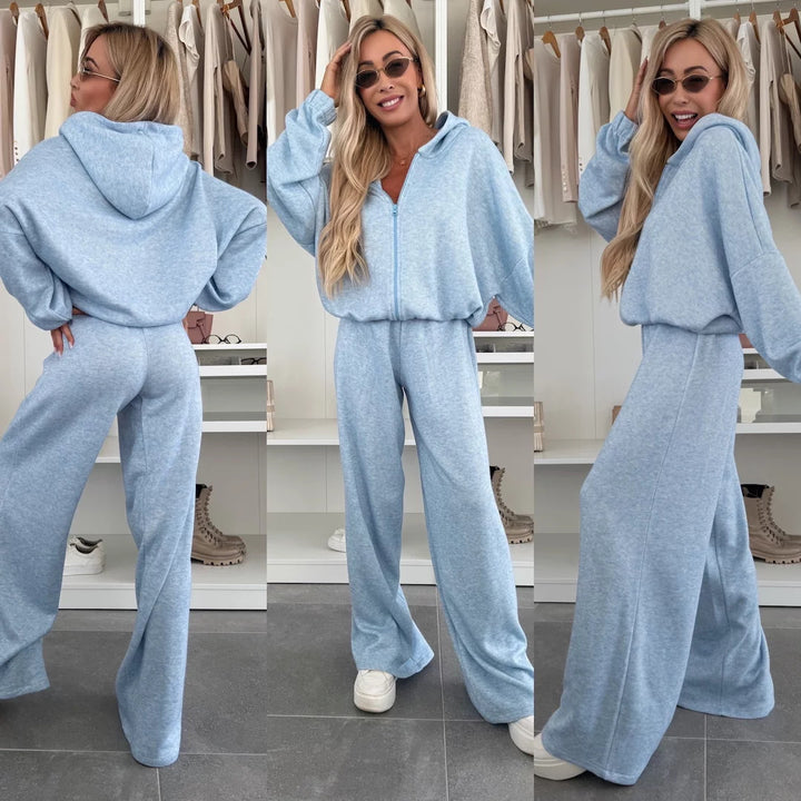 Kvinders fleece overall med lynlås og brede ben Skovae