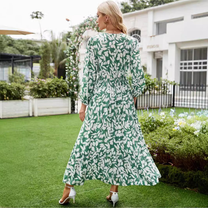 Dame Langærmet Floral Lag Maxi Kjole Stilla