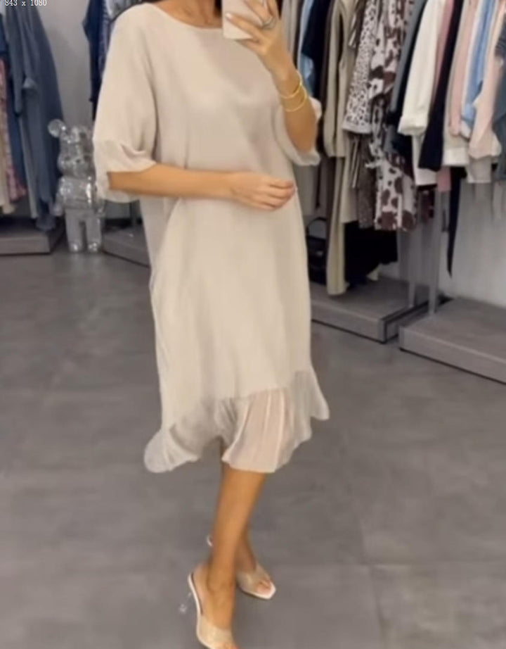 Dame Relaxed Fit Midikjole med Ruffle-saum Stilla