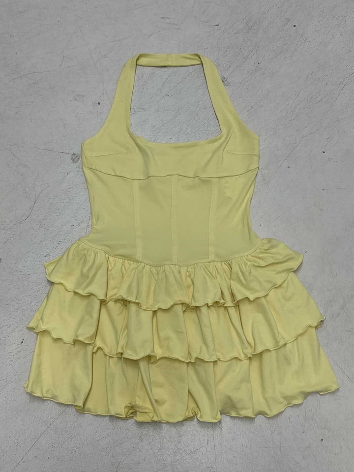 Dame Rapunzel-kjole med voluminøst flæsedesign og dyb halterneck Skovae