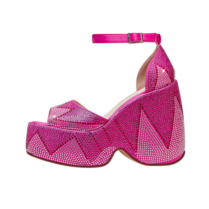 Femme Platform Wedge Sandaler med Strassdetaljer Stilla
