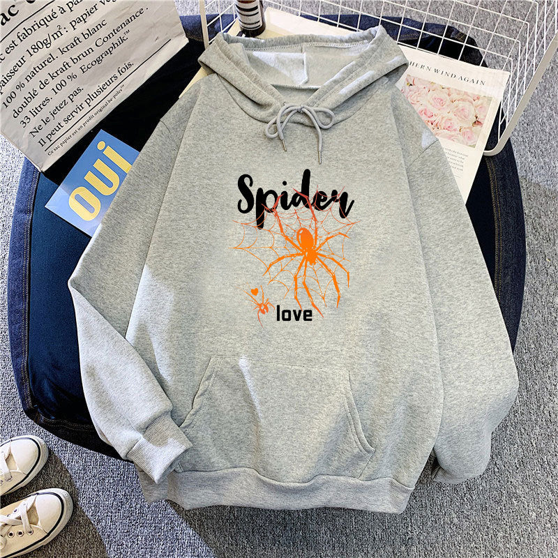Kvinders hoodie med kreativ edderkoppedesign Skovae