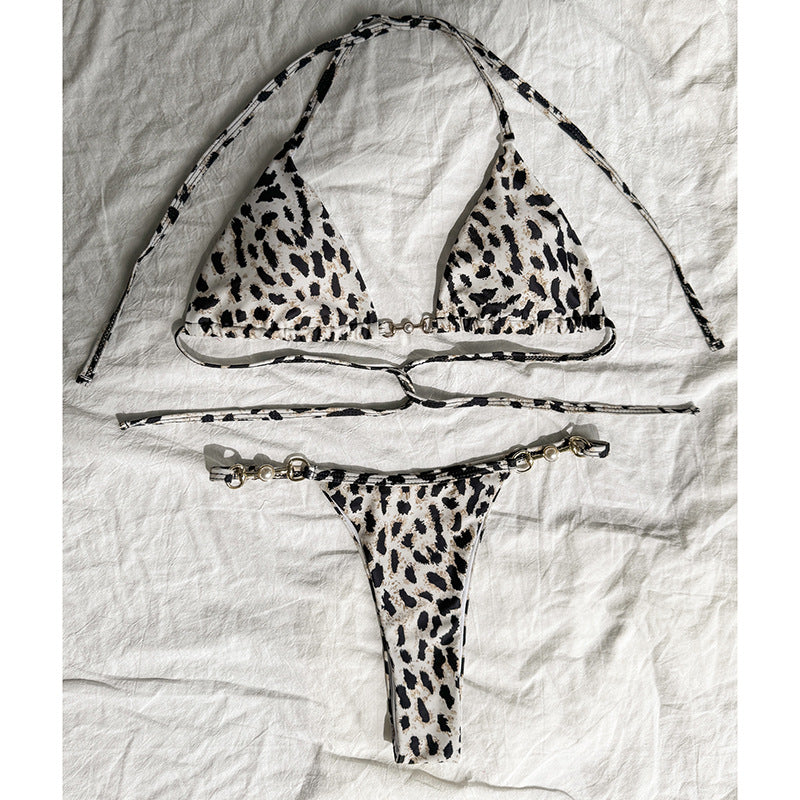 Dame bikini sæt med elegant dyreprint og justerbare stropper Stilla