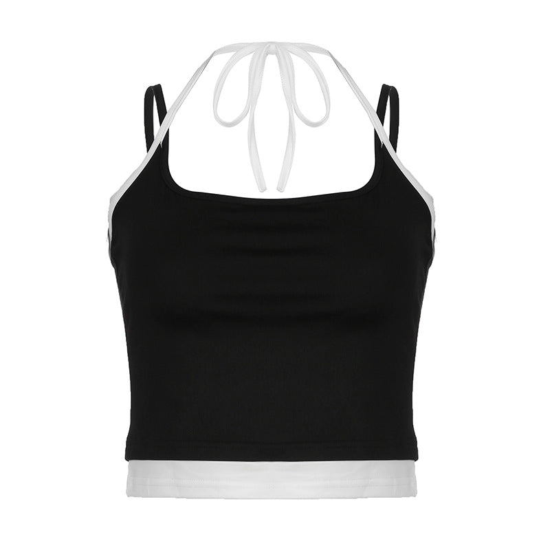 Dame Sporty Crop-Top med justerbare stropper og neutralt design Skovae