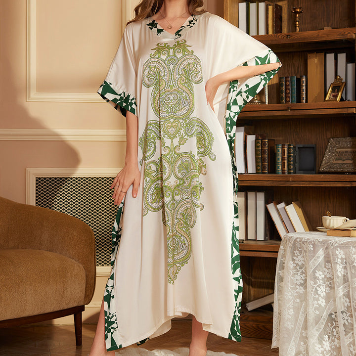 Dame Kaftan med elegant blomsterdesign og taljebælte Stilla
