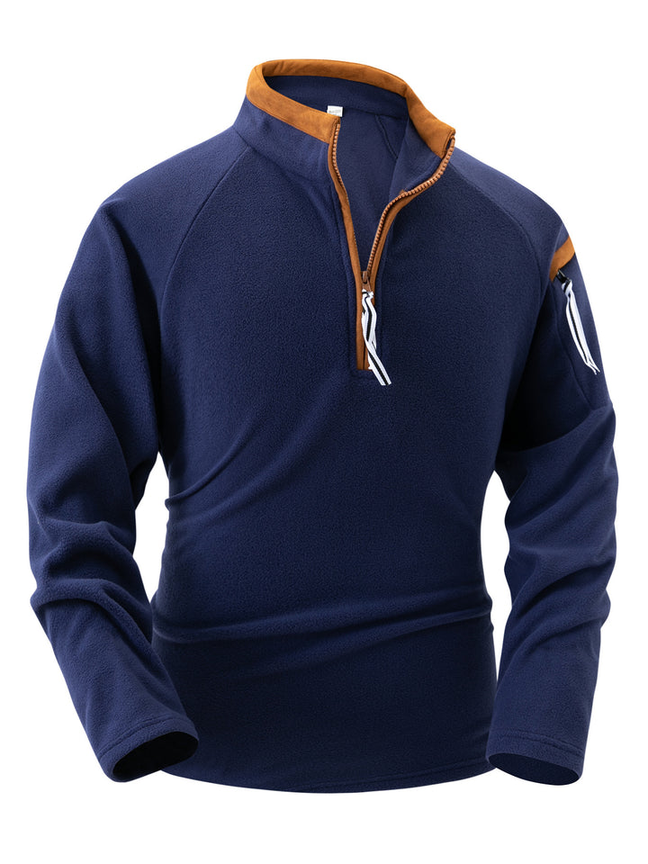 Herrer fleece-pullover med høj krave og lynlås Stilla