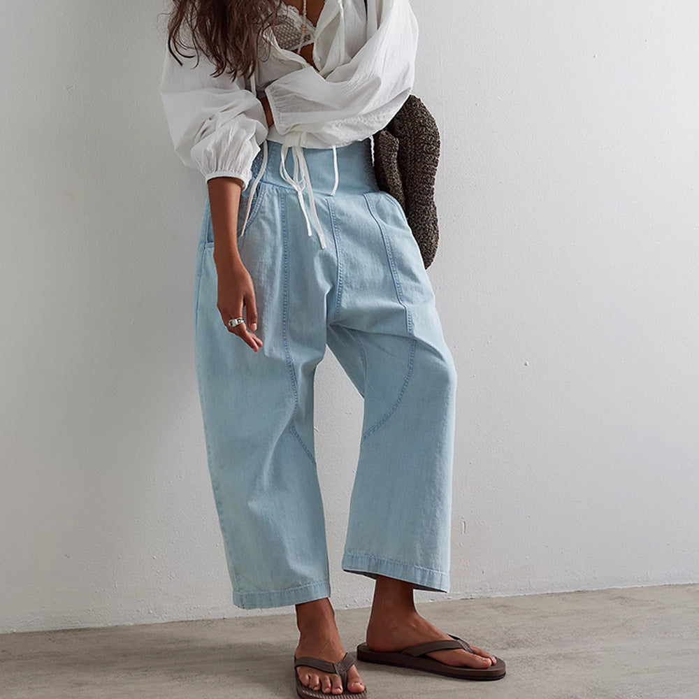 Dame Baggy Jeans med høj talje og sidelommer Stilla