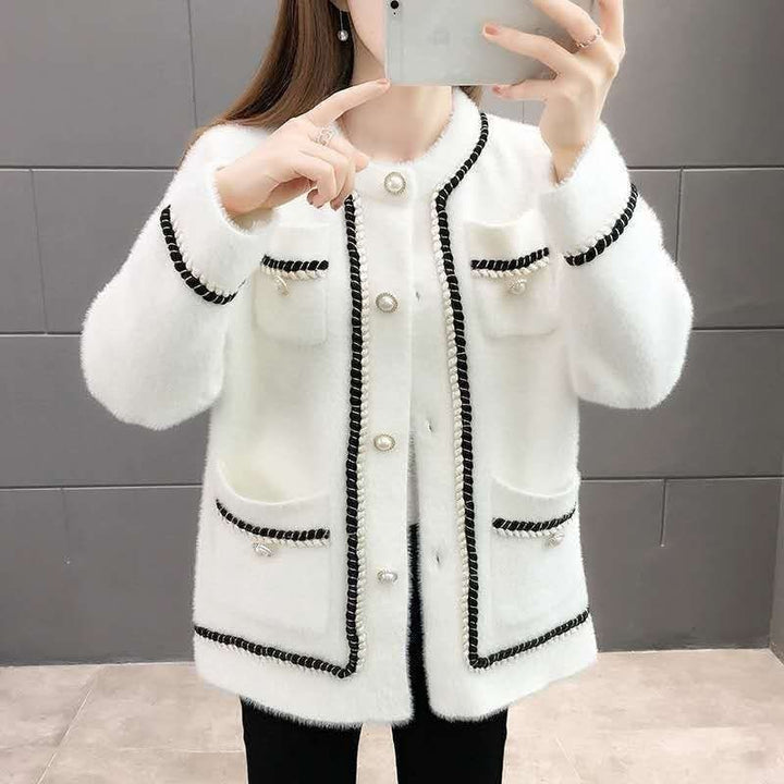 Kvinderne cardigan med fashionable bomuldsblanding og skinnende perleknapper Stilla