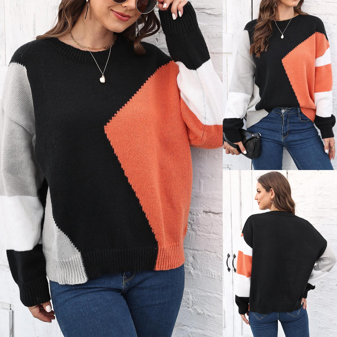 Damer moderigtig sweater med geometrisk mønster og farverige accenter Stilla