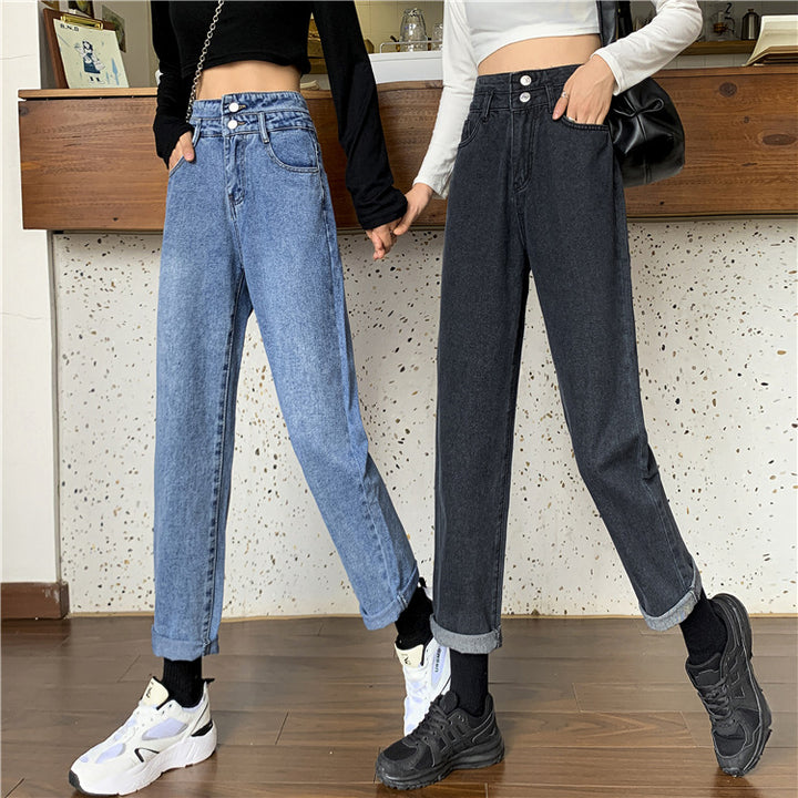 Kvindernes højtaljede mom jeans med aftagelige søm Stilla
