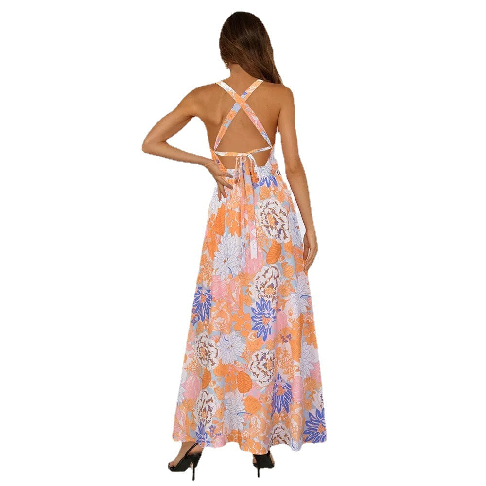Dame Maxi-kjole med blomsterprint og elegant slidse Stilla