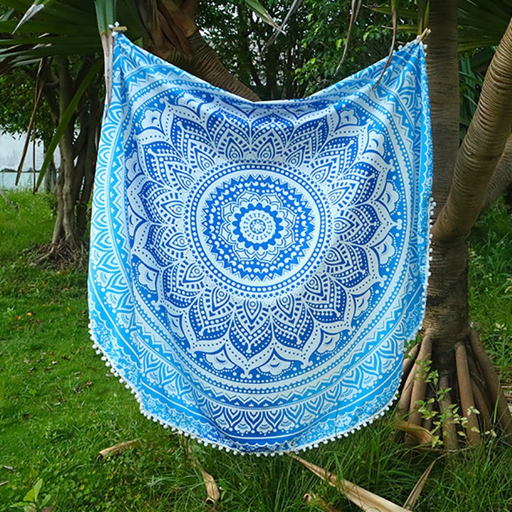 Dame rund Strandhåndklæde med Mandala-mønster og frynser Stilla