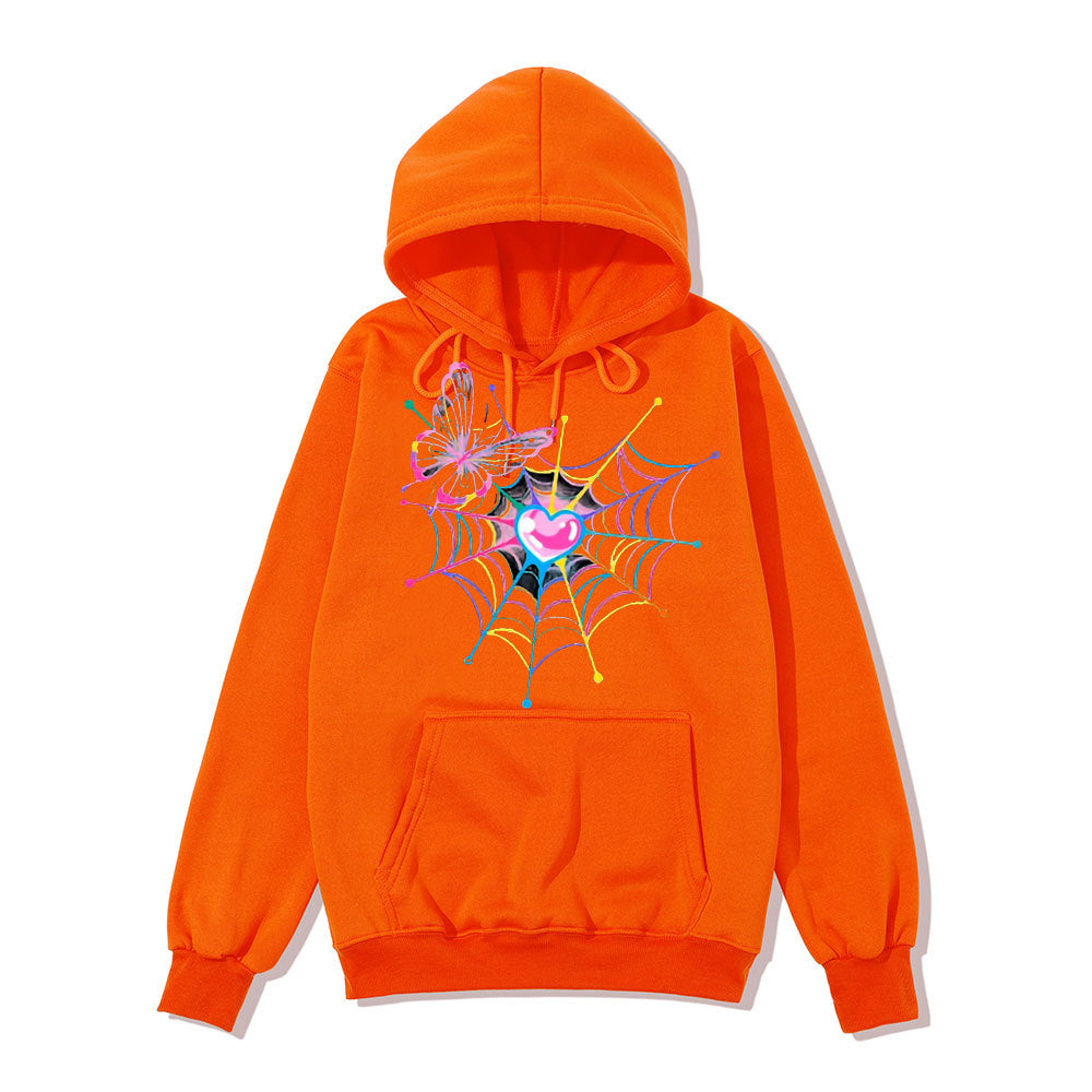 Kvinders hoodie sweatshirts med kreativ sommerfugl og spindelvævsdesign Skovae