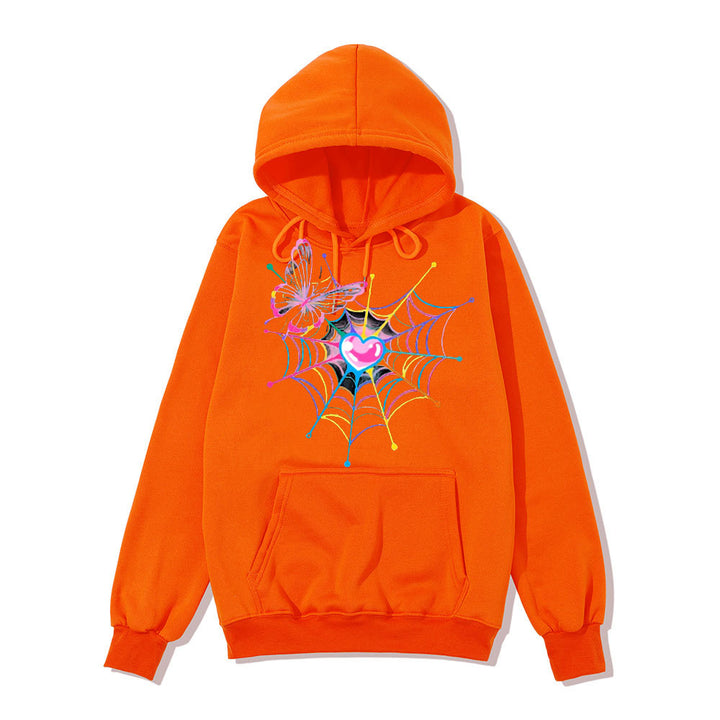 Kvinders hoodie sweatshirts med kreativ sommerfugl og spindelvævsdesign Skovae
