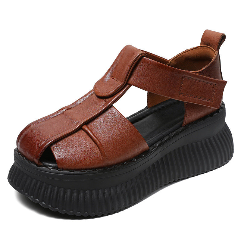 Dame Chunky Platform Open-Toe Sandaler med justerbar rem Stilla