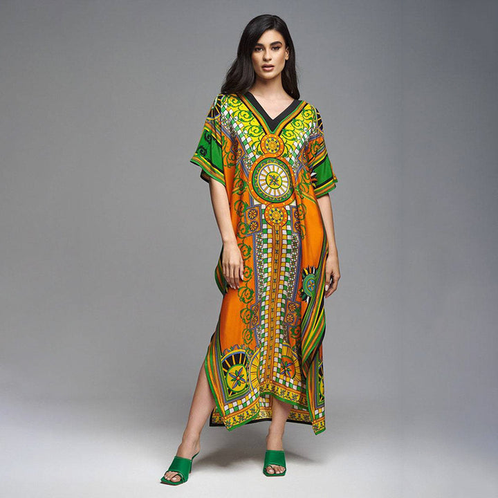 Dame Kaftan med kunstnerisk mønster og frisk design Stilla