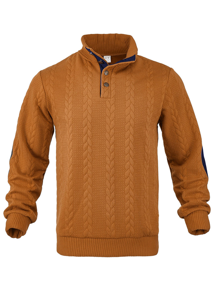 Herrer Grovstrik Pulli med højtstående krave og kontrasterende knapper Stilla