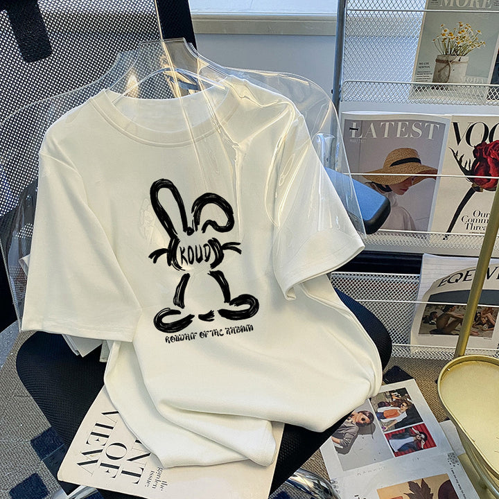 Dame T-shirt med legesyg kanin-design Stilla