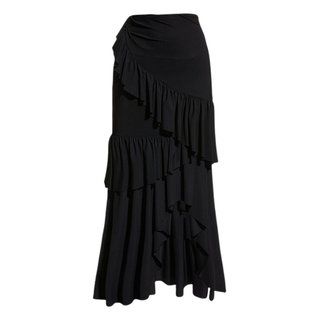 Dame One-Shoulder Badedragt med Volantnederdel Skovae