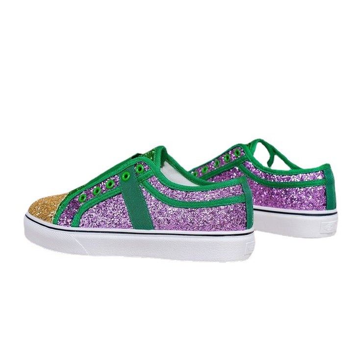 Dame Glitrende Slip-On Sneakers med elastisk rem og skridsikker sål Stilla