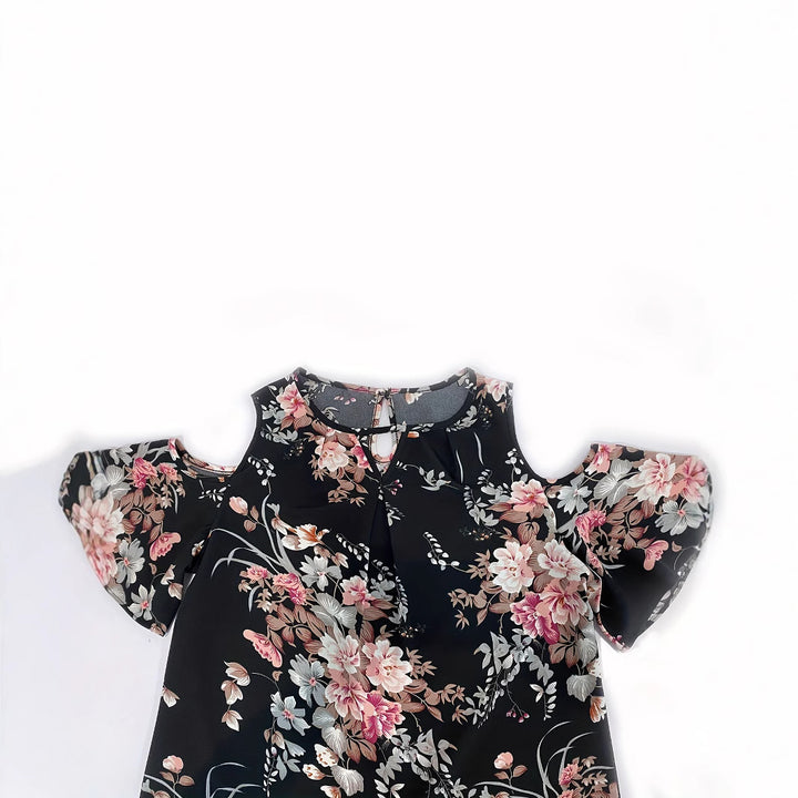 Damer floral bluse med halvlange ærmer Stilla