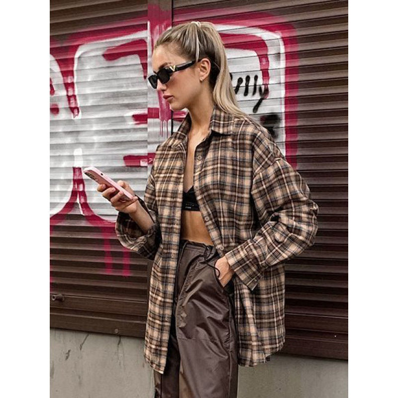 Damer casual ternet skjortejakke i oversized pasform Stilla