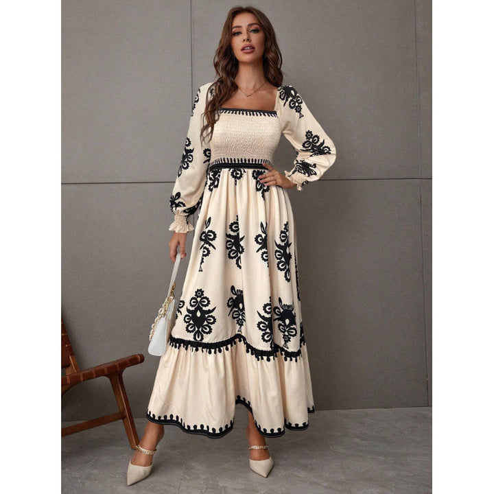 Dame Maxi-kjole i Boho-stil med blomster mønstre Stilla