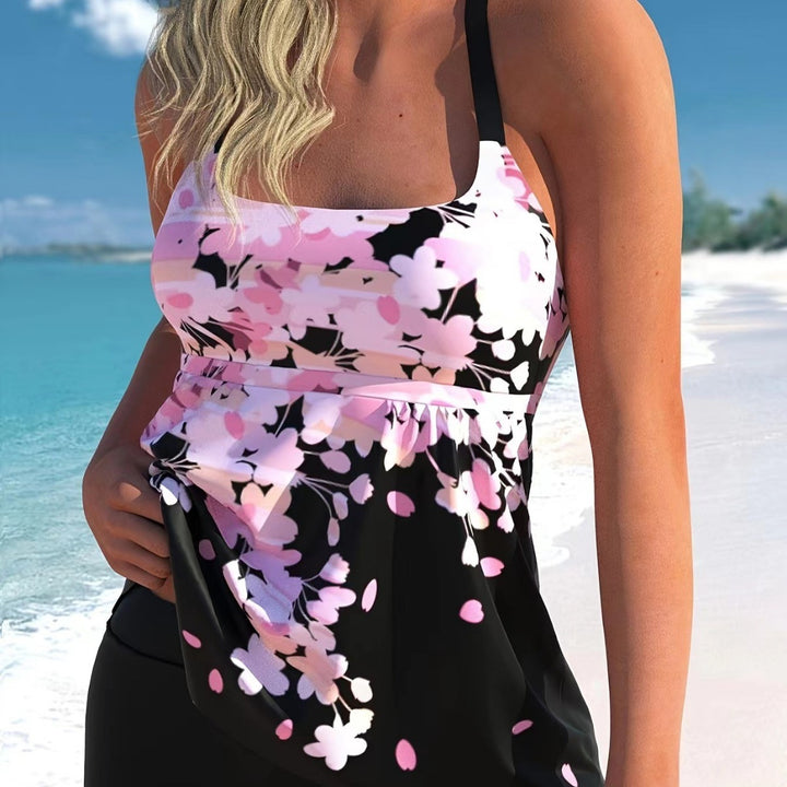 Dame Tankini-sæt med figursmigrende overdel og komfortable shorts Stilla