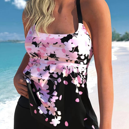 Dame Tankini-sæt med figursmigrende overdel og komfortable shorts Stilla