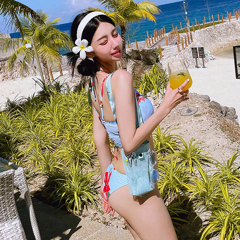 Dame Floral Print Crop Top Bikini Sæt Stilla