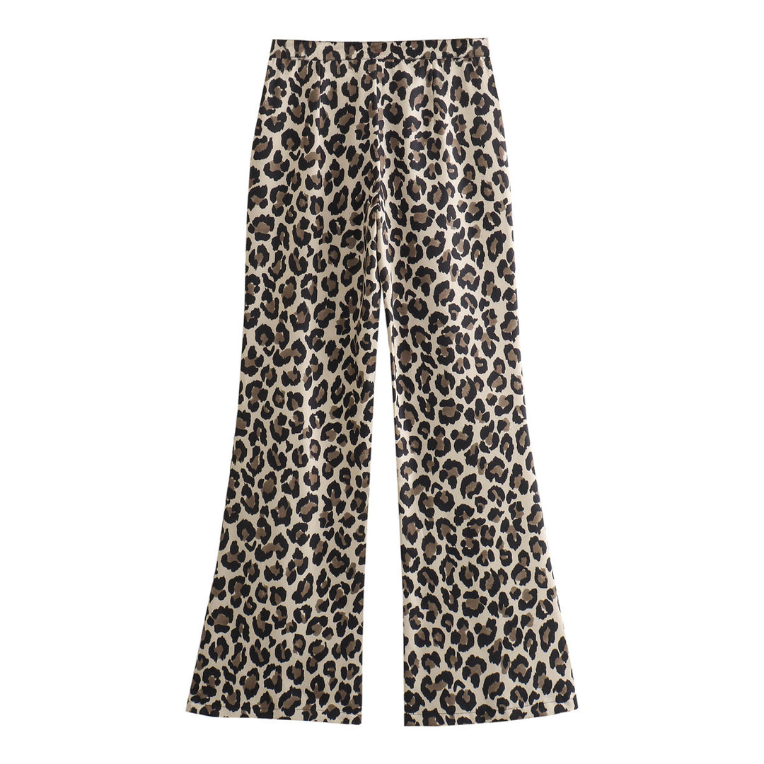 Femme Leopard-Print Bred Bukser Stilla
