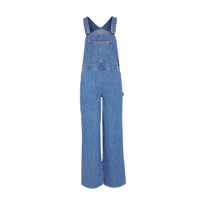 Dame denim overalls med bred ben og justerbare stropper Skovae