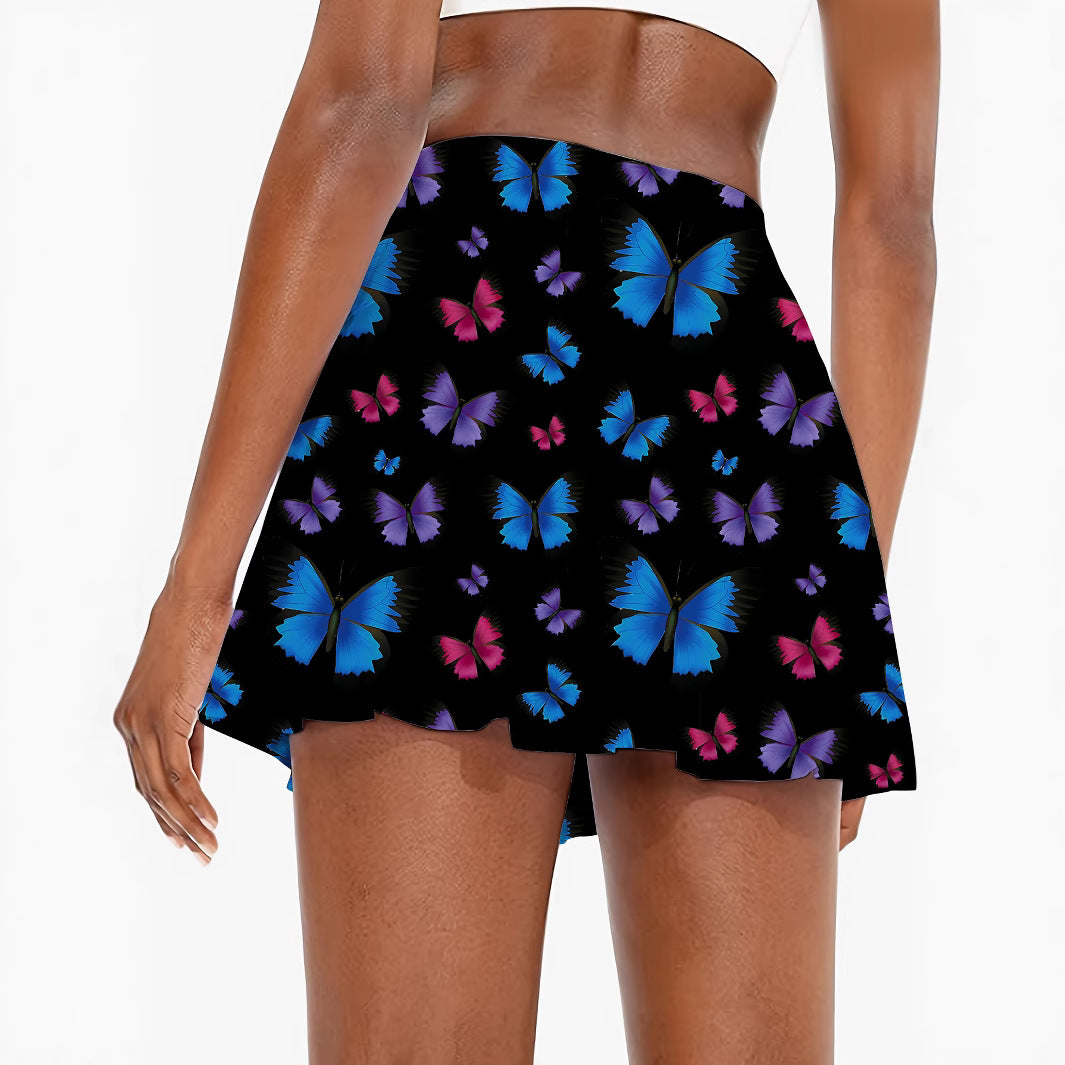 Dame sommerfugltryk Active Skort Stilla