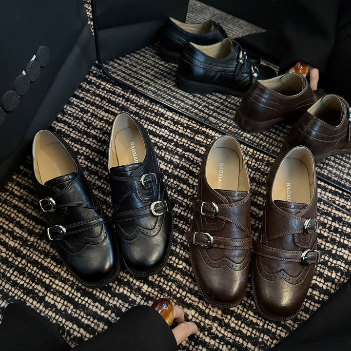 Femme Stilfulde Dobbelt-Spænde Loafers Stilla