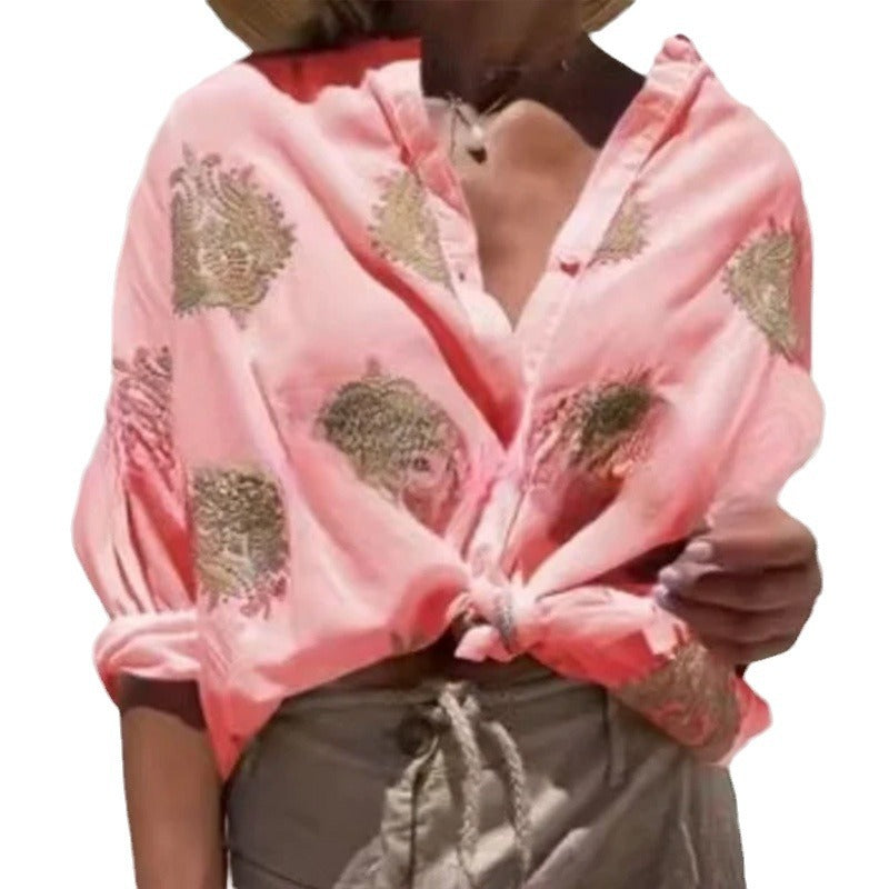 Dame broderet bluse i Boho-stil Stilla